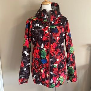 Burton DryRide New Floral Red Black Pink Snowboard & Ski Jacket Size Medium